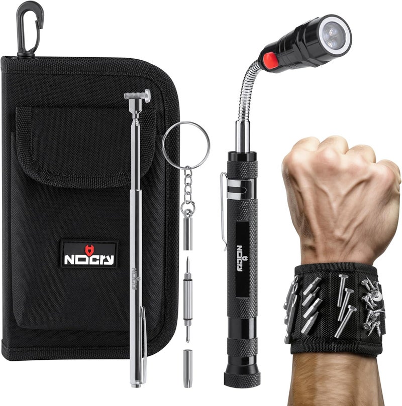 NoCry Telescoping Magnetic Pickup Tool Set for Father's Day Gift — Magnetic Wristband, Extendable Mechanic Mirror, Telescoping Pen, 360° Flexible Flashlight, 3-in-1 Screwdriver — Magnetic Tool Set - Image 1